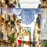 Naples hidden halleys and narrow streets between the buildings - Italy