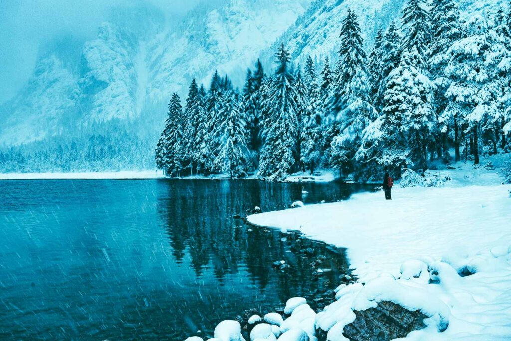 Dobbiaco Lake in winter