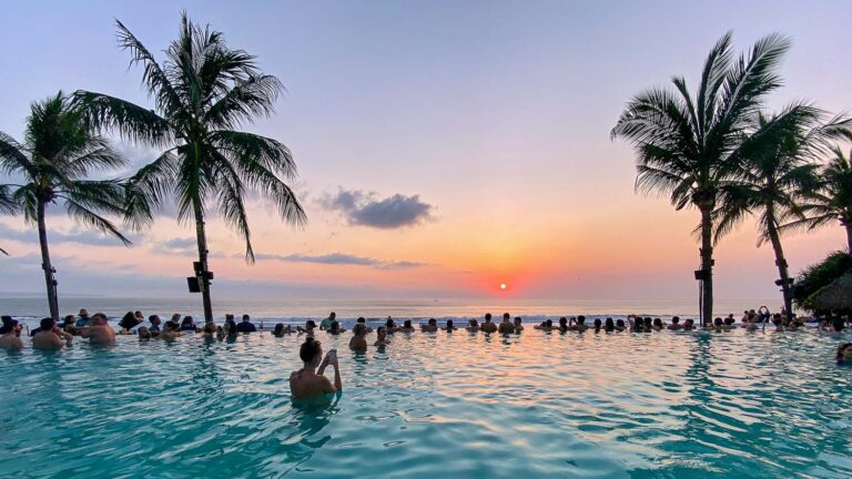 The sunset at Seminyak Beach in Bali