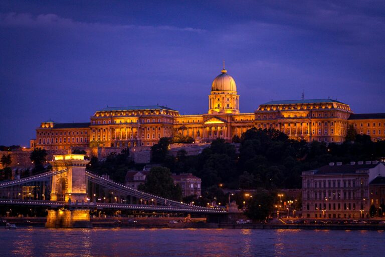 View of the Fisherman Bastion at night in Budapest