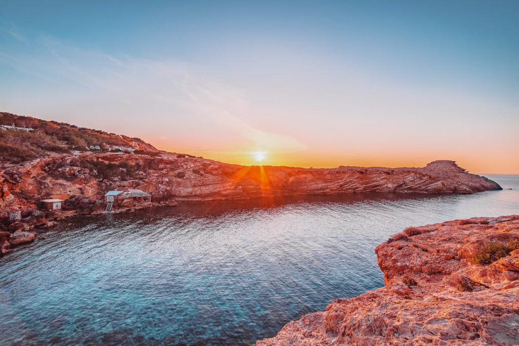 The beautiful sunset in Punta Galera a remote spot in Ibiza