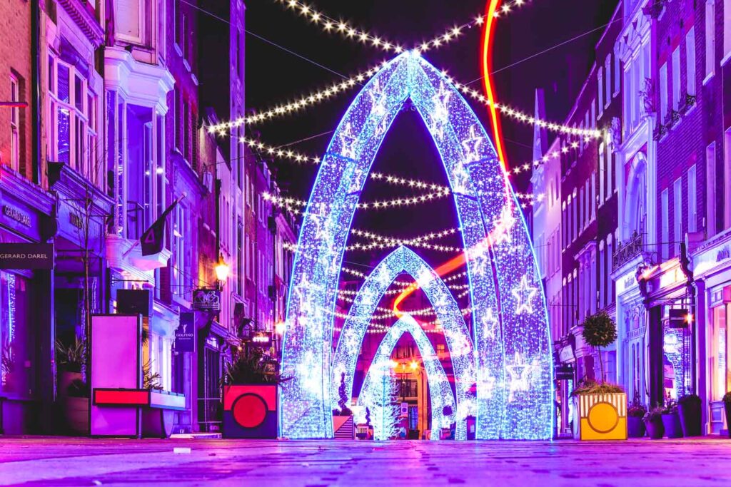 London Christmas shopping - New Bond Street lights