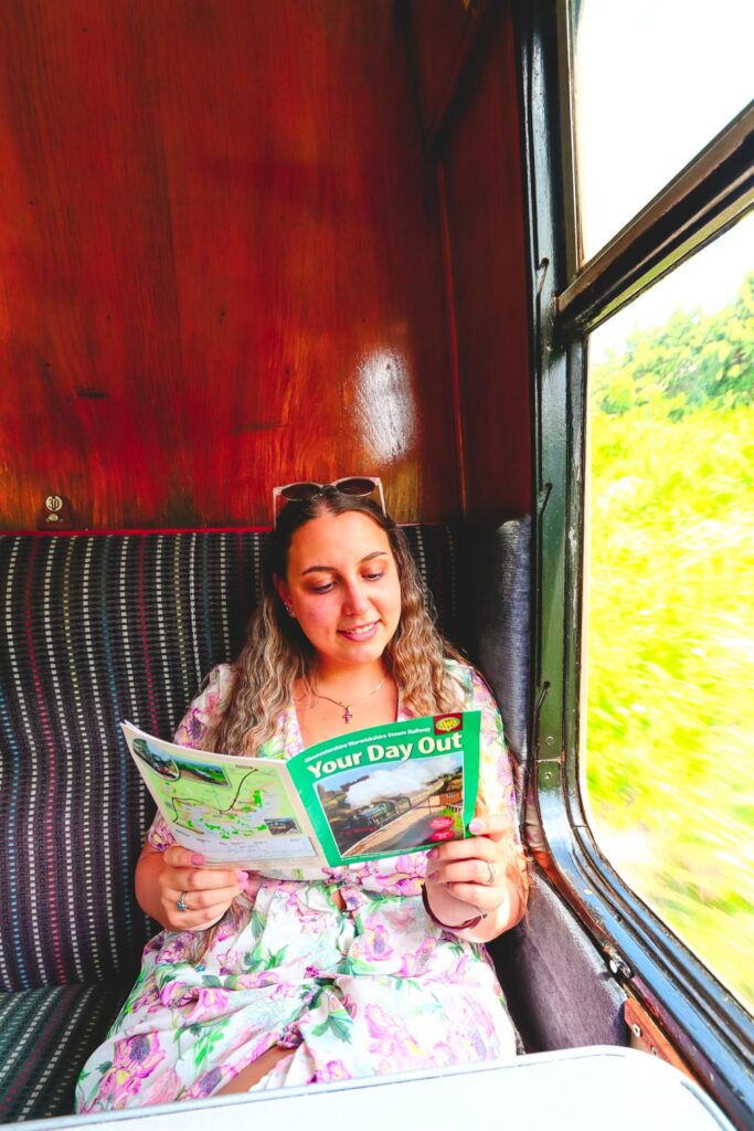 Bimba on the steam train from Racecourse to Winchcombe, Costwolds