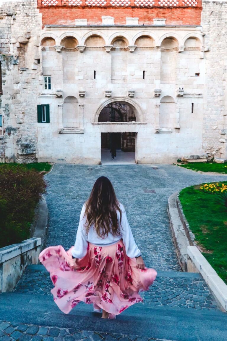 Sunrise in Split. Entering the old town centre of Split