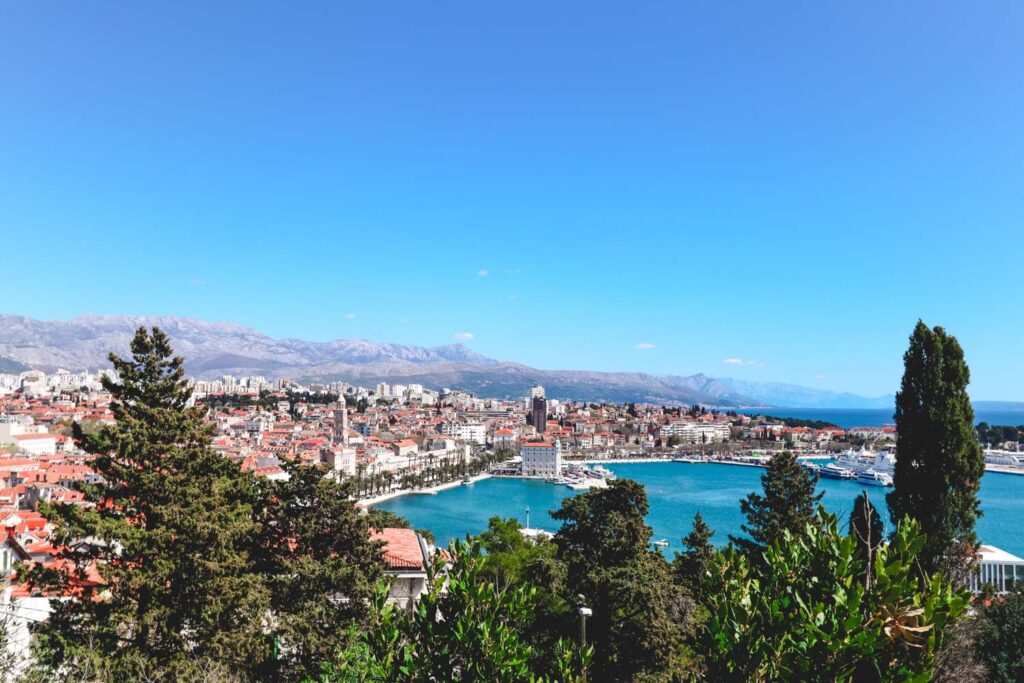 View of Split promenade and seaside from Marjan Hill