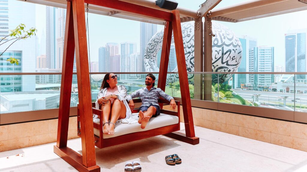 Best hotel in Dubai - 25hours hotel Dubai city centre - View of the museum of the future from Dubai hotel - 3 Days in Dubai itinerary 