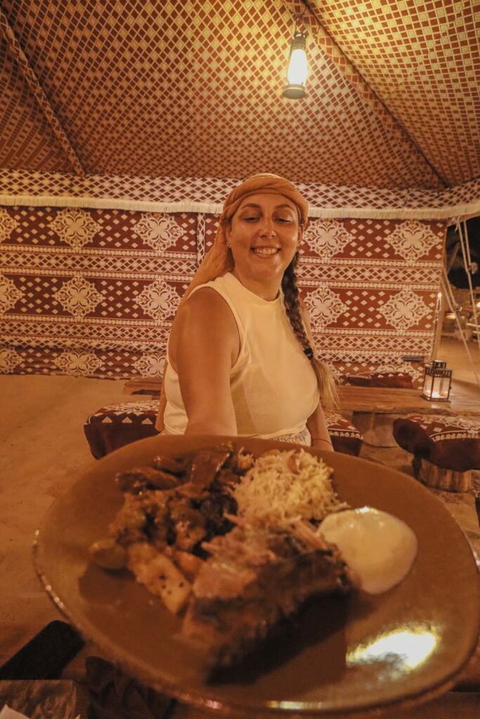 Emirati cuisine is delicious, we were lucky to sample some of their traditional dishes at a local bedouin camp in the proper old way