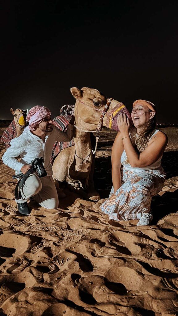 Our desert safari ended at the Beduin camp with a special encounter with a Camel - Best Insatgram spots in Dubai