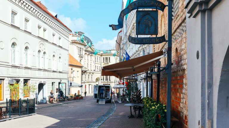Plies Street is one of the most picturesque places in Vilnius unmissable through a Vilnius one day itinerary