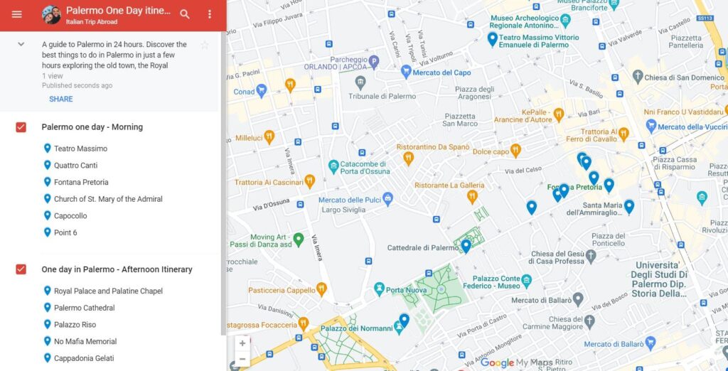 The itinerary guide to Palermo - Your interactive map to Palermo one day itinerary