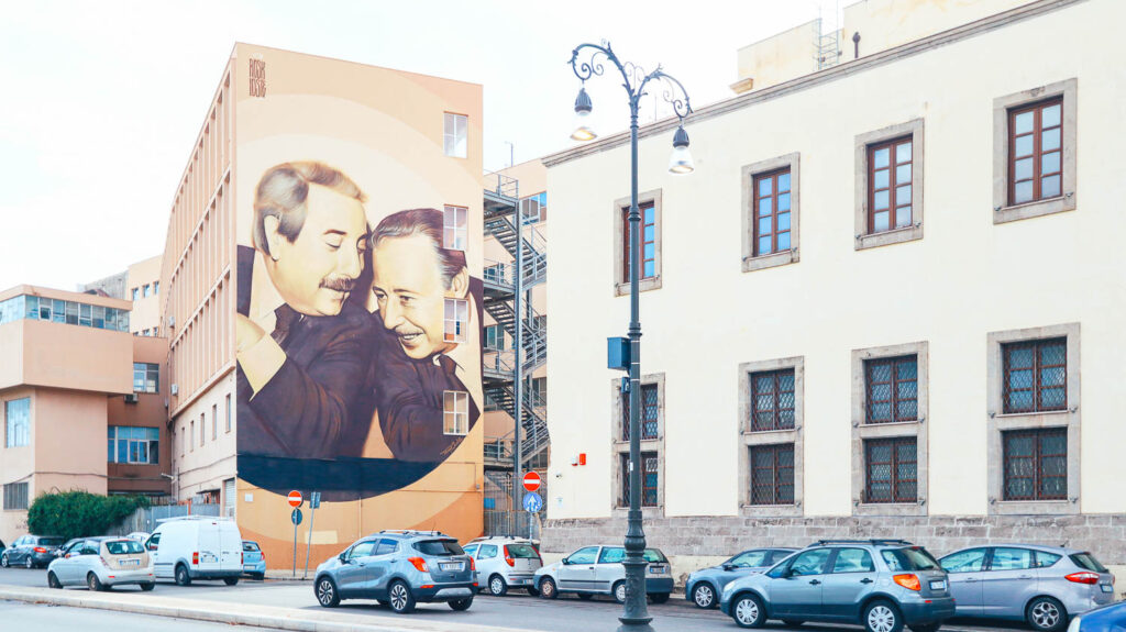 Murales tribute to the Mafia victims in Palermo - Judges of fight to Mafia in Palermo - Falcone and Borsellino