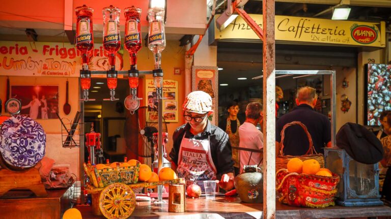 Traditional drink stand in Palermo markets