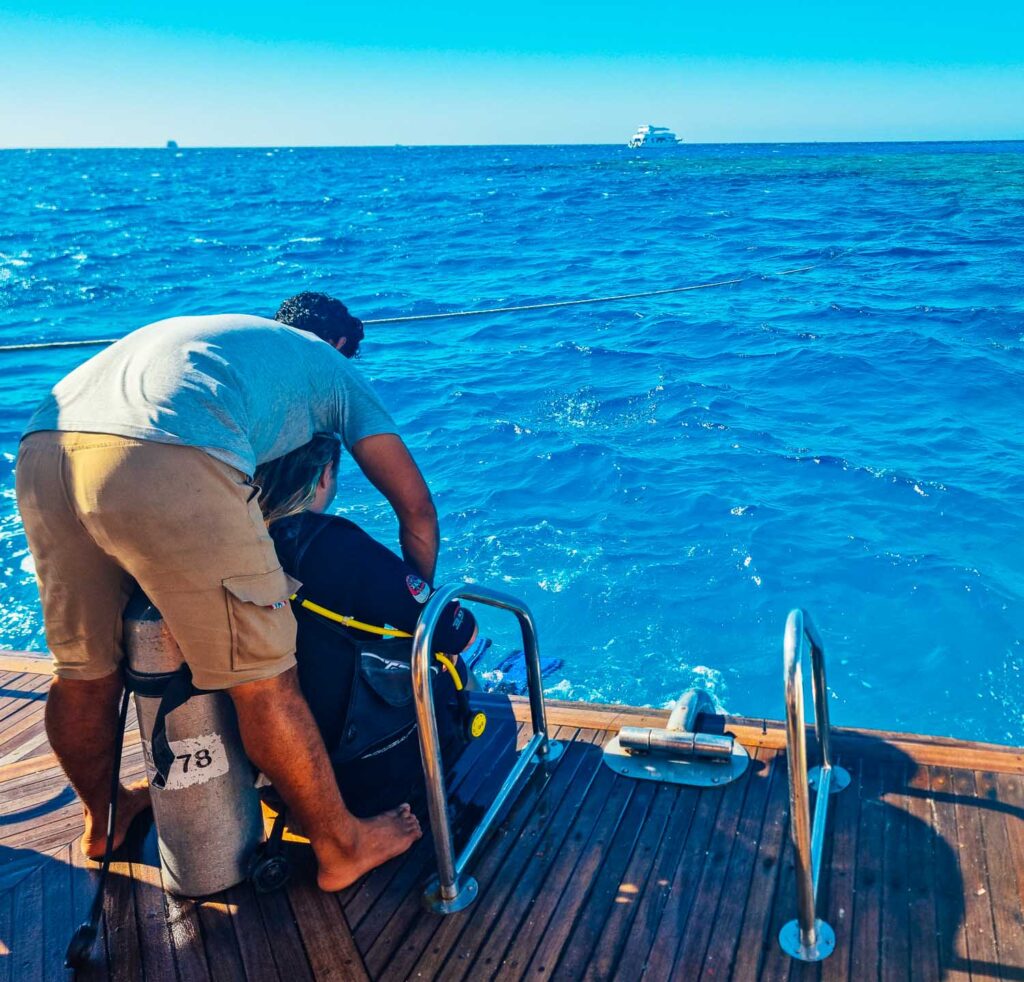 Alessia attempting her first diving in the Red Sea