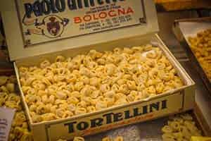 Tortellini box sold in a traditional shop in Bologna Emilia Romagna